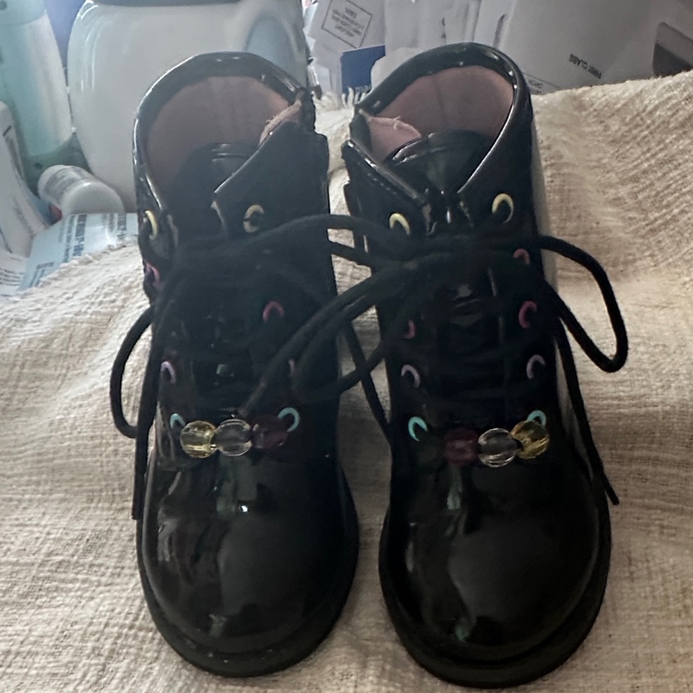 Chic Black Kids Boots with Colorful Accents